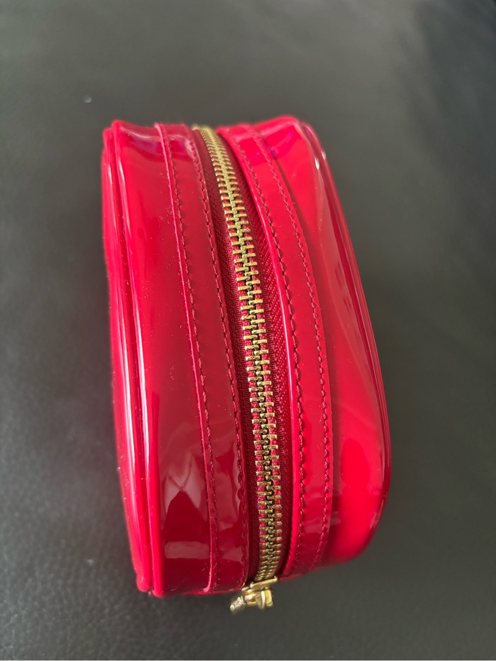 Tory Burch Red Patent Leather Cosmetic Toiletry Bag - Picture 10 of 11